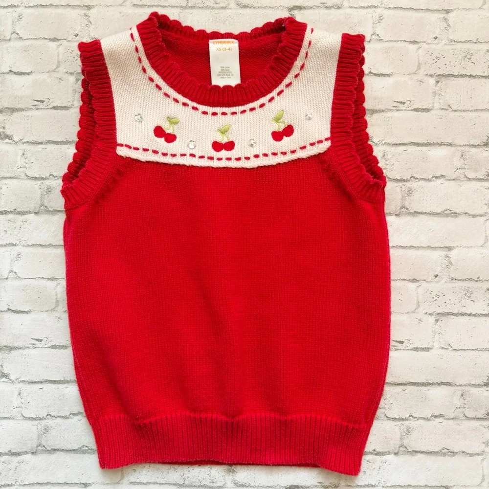 Gymboree Red Cherry Sweater Vest - Picture 1 of 5